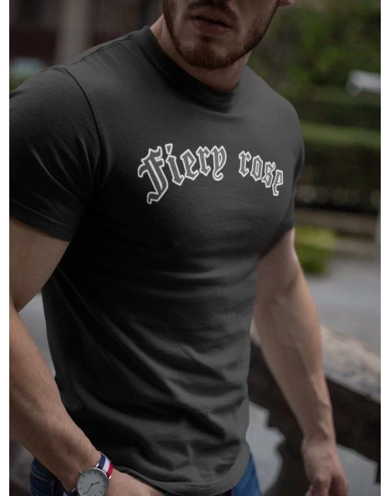 Erkek Bisiklet Yaka Baskılı Oversize T-Shirt - Siyah