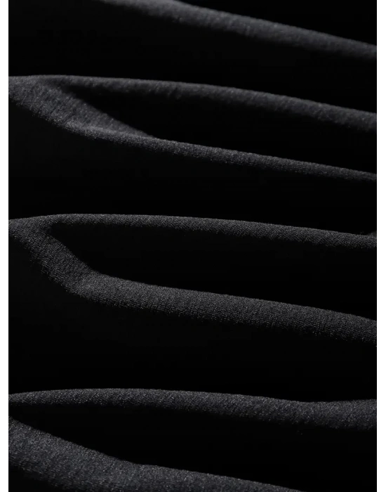 Erkek Dağ Grafikli Tişört, Yaz için Büyük Beden Rahat T-shirt - Siyah