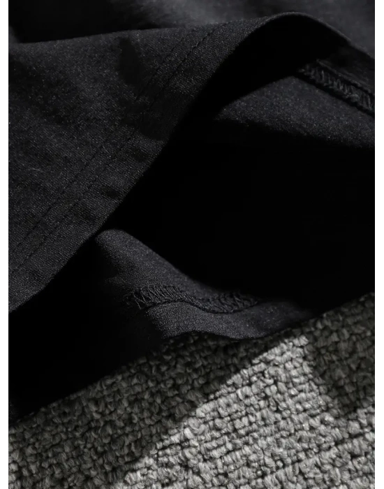 Erkek Dağ Grafikli Tişört, Yaz için Büyük Beden Rahat T-shirt - Siyah