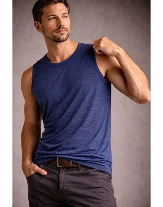 Erkek Flamlı Sıfır Kolsuz Atlet ve Fitness - İndigo