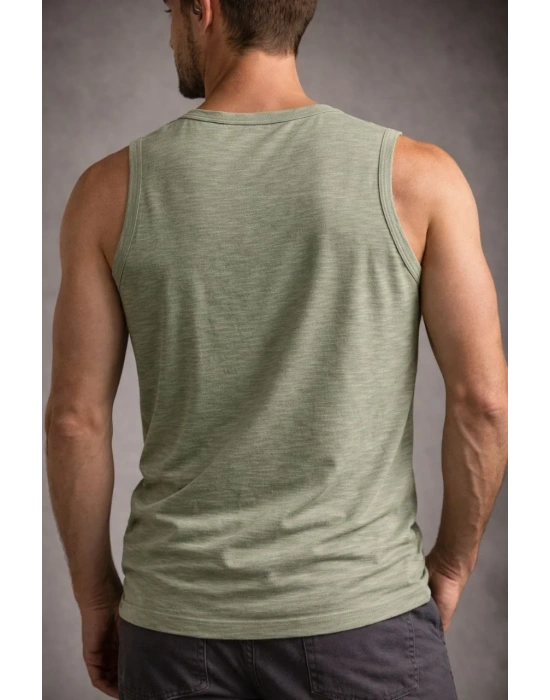 Erkek Flamlı Sıfır Kolsuz Atlet ve Fitness - Mint Yeşili