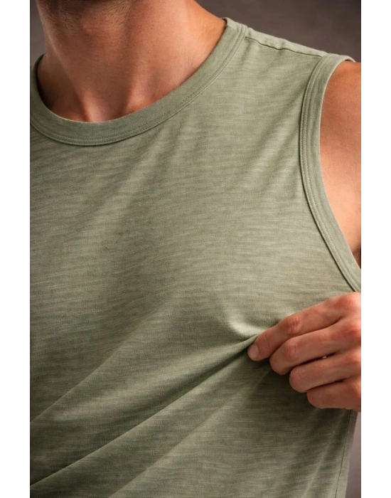 Erkek Flamlı Sıfır Kolsuz Atlet ve Fitness - Mint Yeşili