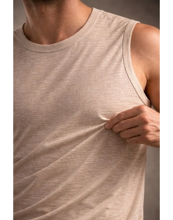 Erkek Flamlı Sıfır Kolsuz Atlet ve Fitness - Taş