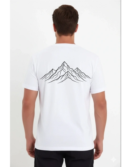 Erkek Nihilist Penguen Özel Tasarım Oversize Bisiklet Yaka Tişört - Beyaz