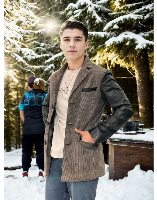 Erkek Nubuk Deri Ceket - Siyah