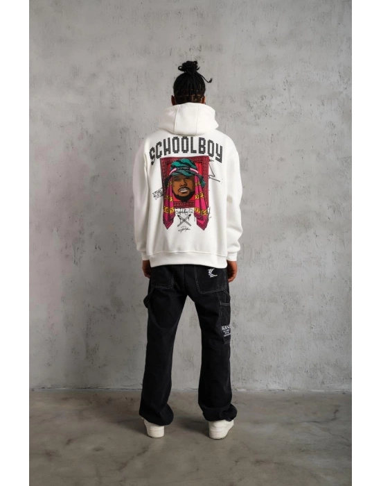 Erkek SCHOOL BOY Baskılı Kapüşonlu Sweat - Beyaz
