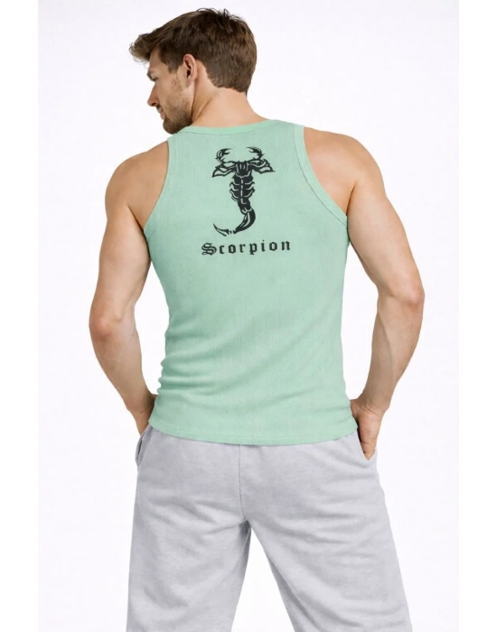 Erkek Spor Fitilli Atlet 3lü Set Mint Yeşili Pembe Bebek Mavisi Slim Fit Kaşkorse Arka