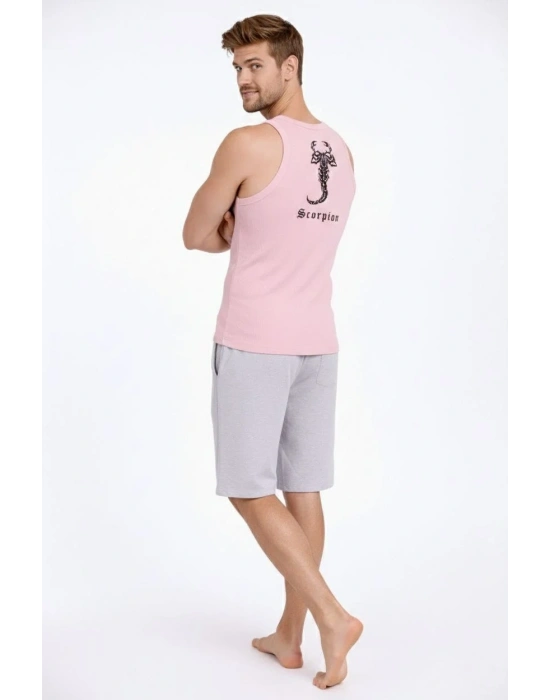 Erkek Spor Fitilli Atlet 3lü Set Mint Yeşili Pembe Bebek Mavisi Slim Fit Kaşkorse Arka