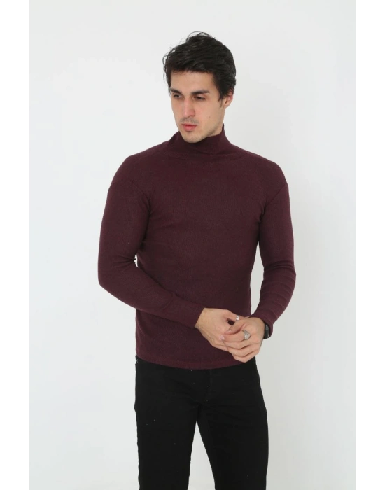 Erkek Tam Boğazlı Fitilli Likrali Koşkorse Badi - Bordo