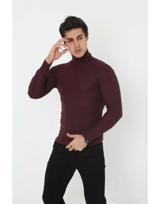 Erkek Tam Boğazlı Fitilli Likrali Koşkorse Badi - Bordo
