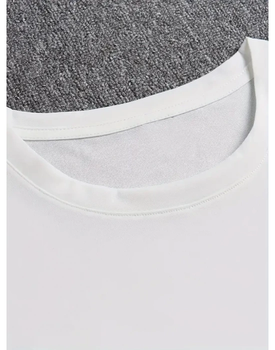 erkekler için Ön Arka Baskılı PERFECTLY Kısa Kol tişört - Beyaz