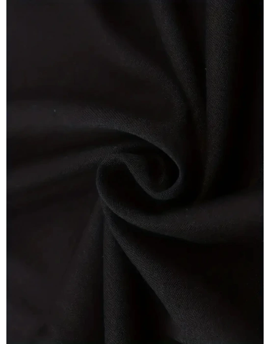 erkekler için Ön Arka Baskılı PERFECTLY günlük Kısa Kol tişört - Siyah