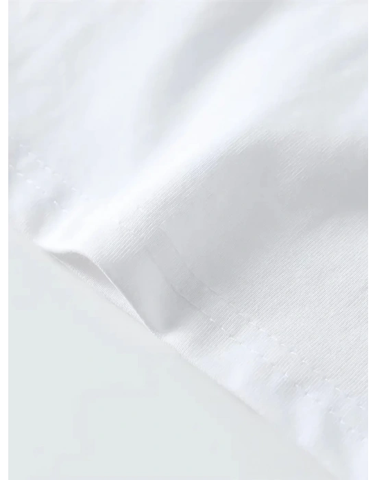 Eşsiz Baskı Tasarımlı Büyük Beden Erkek Tişörtü - Polyester Makinede Yıkanabilir - Beyaz