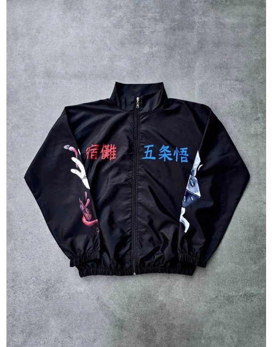 Fermuarlı Dijital Baskılı Rüzgarlık - Siyah