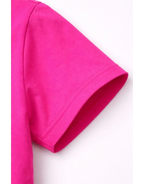 Genç Kız Çocuk V Yaka Tişört Model - Pembe