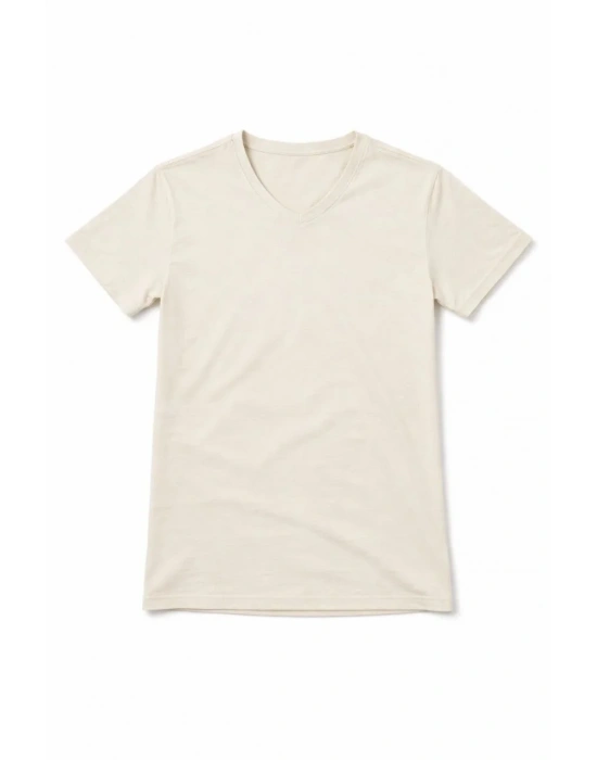 Genç Kız Çocuk V Yaka Tişört Model - Taş