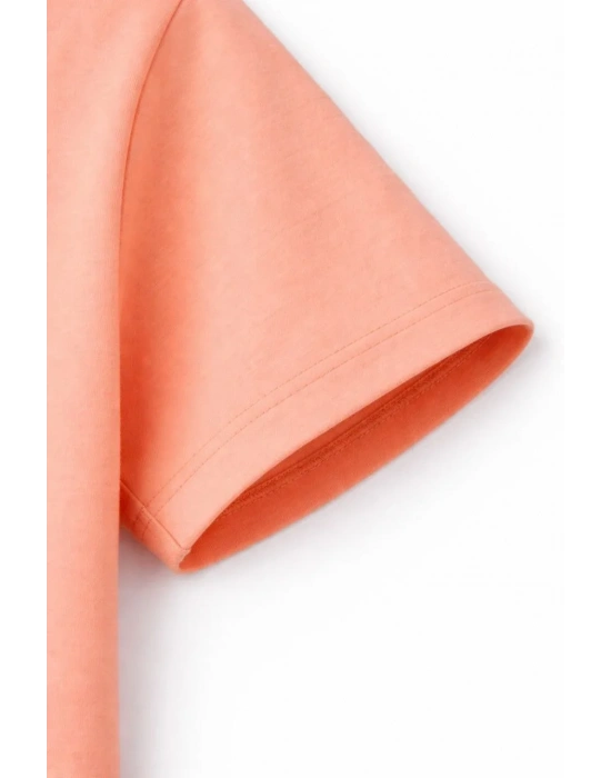 Genç Kız Çocuk V Yaka Tişört Model - Toz Pembe