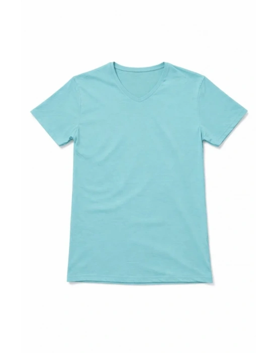 Genç Kız Çocuk V Yaka Tişört Model - Turkuvaz