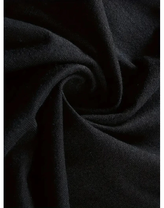 [ ] Hafif Kadın | Bol Kesim Kısa Kollu Yuvarlak Yaka Eğlenceli Karikatür Ayı ve - Siyah