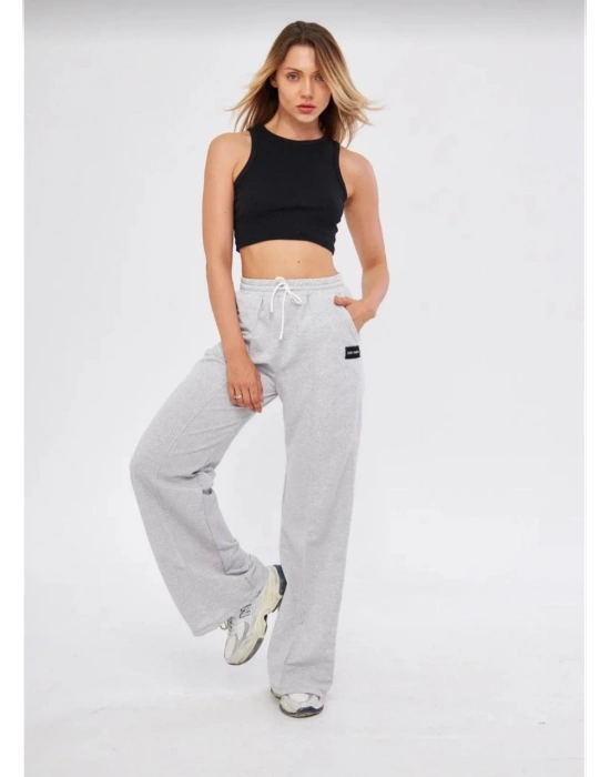 İki iplik Bol Paça Eşofman Pantalon - Gri