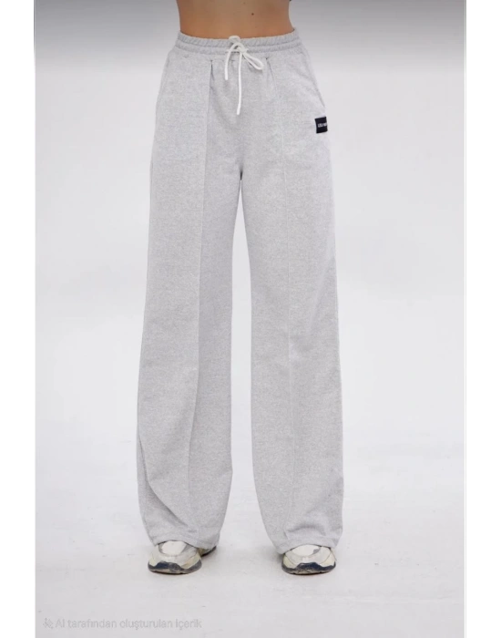 İki iplik Bol Paça Eşofman Pantalon - Gri