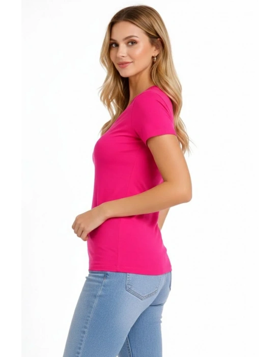 Kadın 3lü V Yaka Tişört – Kısa Kollu Yazlık Slim Fit Body - Pembe, Açık Mavi, Ekru