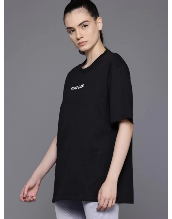 Kadın Baskılı Oversize T-shirt - Siyah