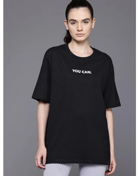 Kadın Baskılı Oversize T-shirt - Siyah