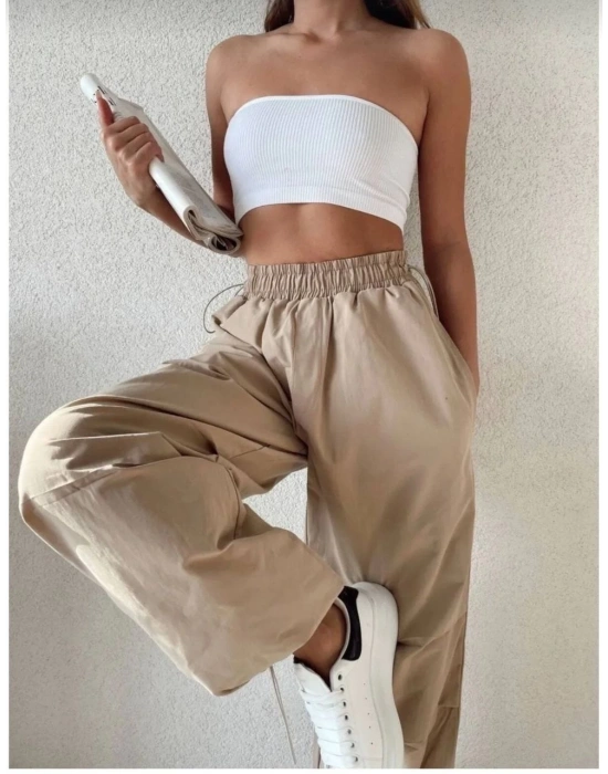 Kadın Cepli Paraşut Pantalon - Bej