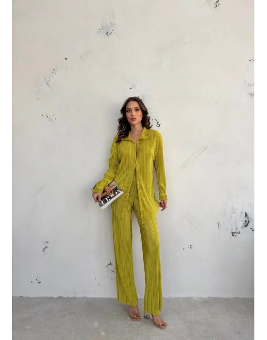 Kadın Gömlek Ve Pantolon Takım - Açık Yeşil