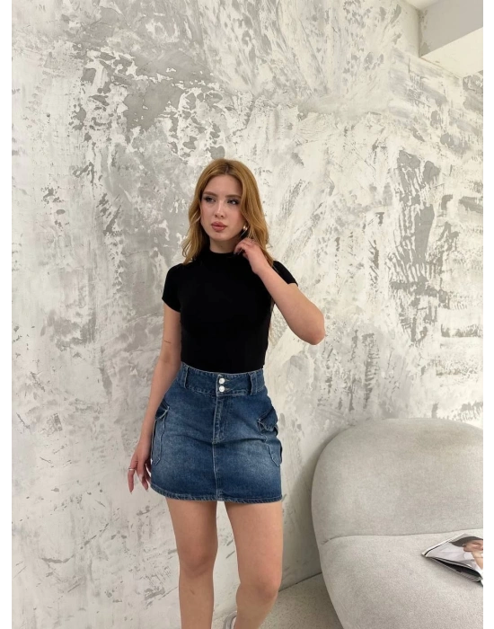 Kadın Kısa kol Badi bluz - Siyah