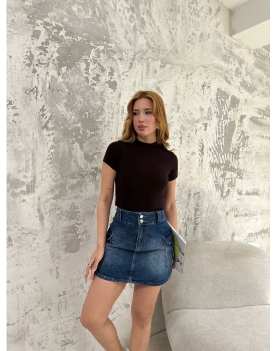 Kadın Kısa kol Badi bluz - Siyah