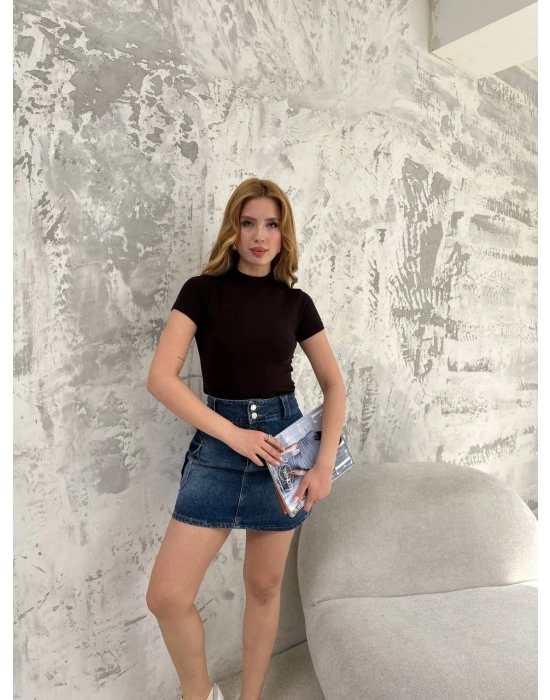 Kadın Kısa kol Badi bluz - Siyah