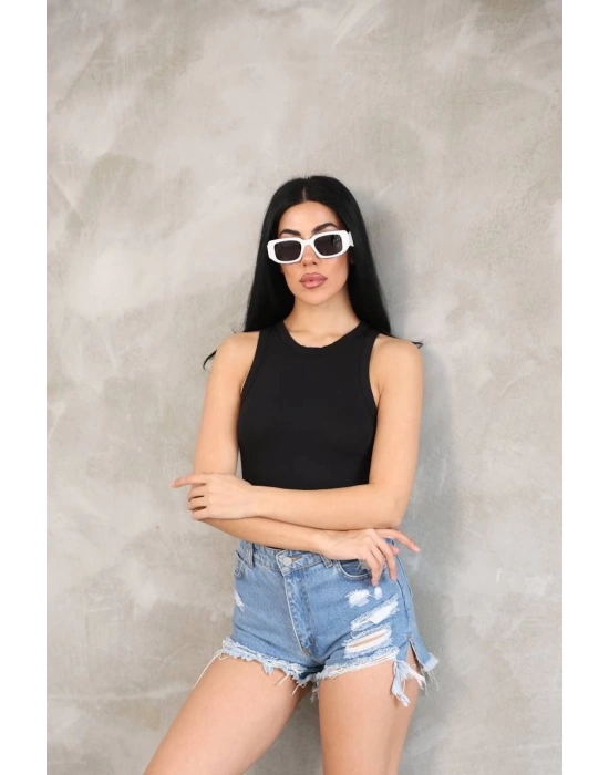 Kadın Kolsuz Badi bluz - Siyah