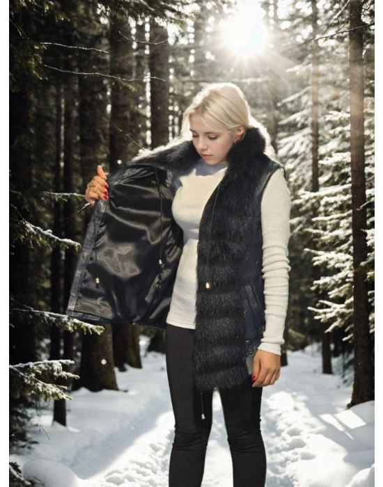 Kadın Kolsuz Fermuarlı Yelek - Lacivert