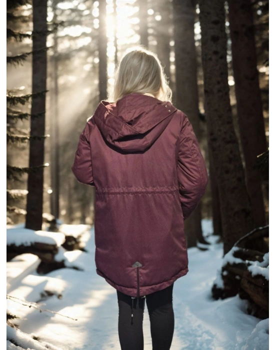 Kadın Uzun Kollu Hakiki Deri Ceket - Bordo