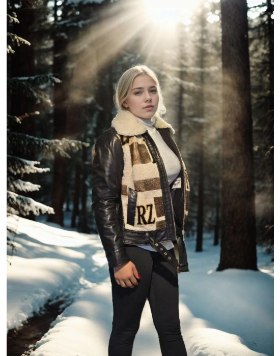 Kadın Uzun Kollu Hakiki Deri Kürk - Siyah