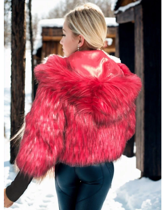 Kadın Uzun Kollu Kürk - Bordo