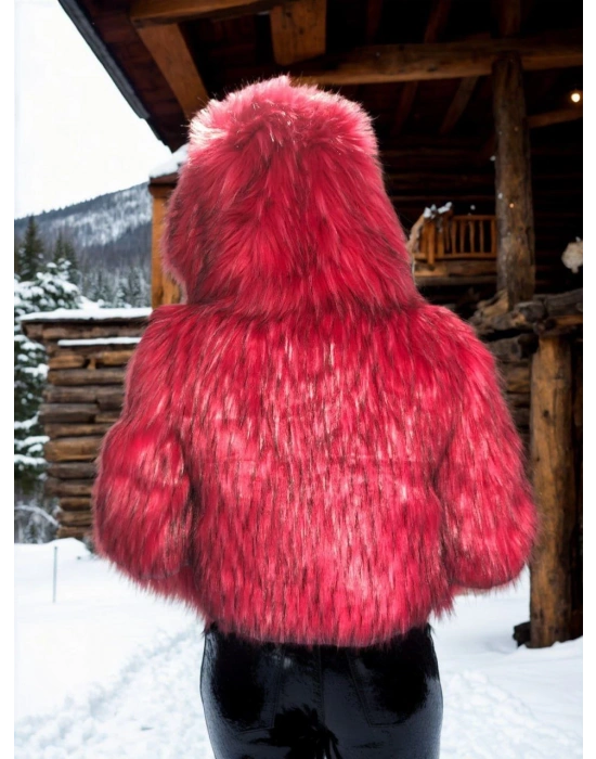 Kadın Uzun Kollu Kürk - Bordo