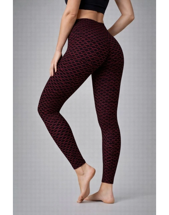 Kadın Yüksek Bel Toparlayıcı Likralı Büzgülü Tayt - Kırmızı