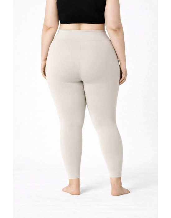 Kadın Yüksek Bel Toparlayıcı Likralı dalgıç Spor Tayt Esnek Battal Büyük Beden - Taş