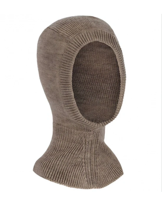 Tam Kalıp Boğazlı Dokuma Triko Bere - Vizon