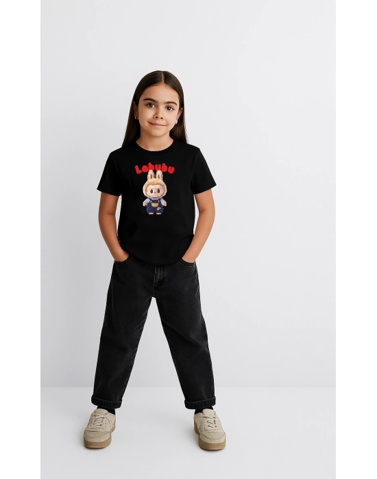 Kız Labubu Çocuk Baskılı T-Shirt - Beyaz