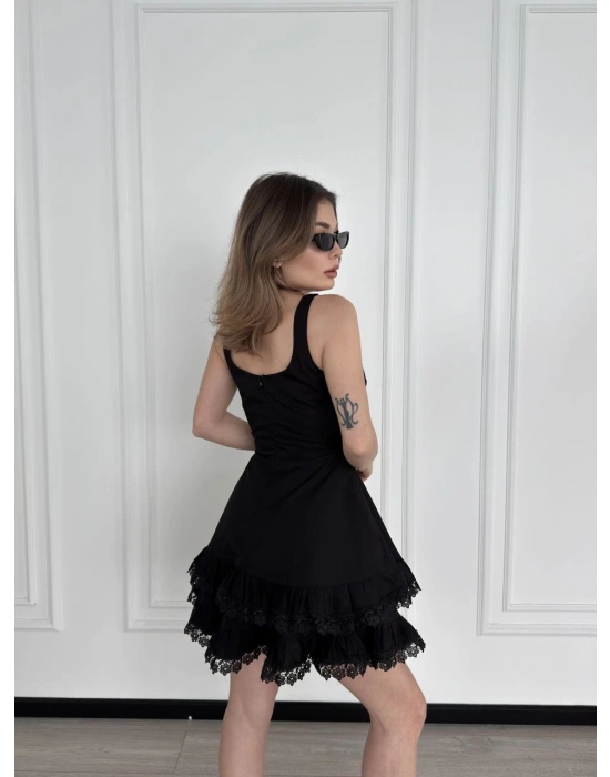 Mini Askılı Elbise - Siyah