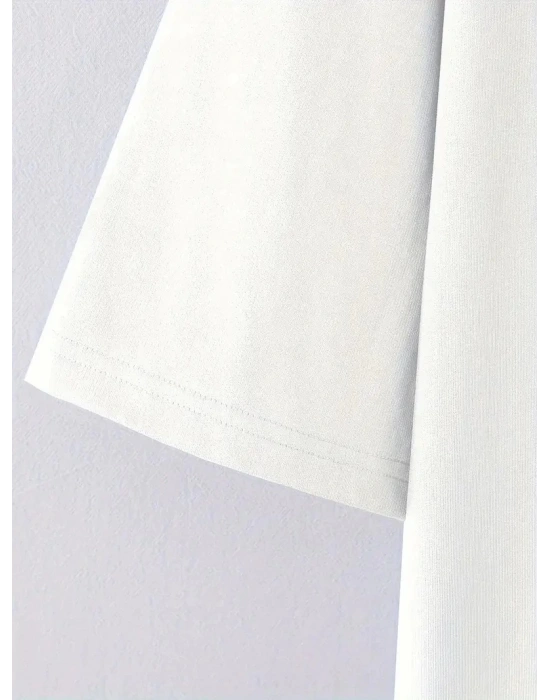 ERKEK No Risk No Story Baskılı Oversize Bisiklet Yaka - Beyaz