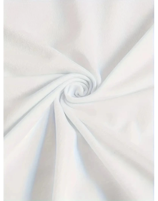 Ördek Baskılı ve Yuvarlak Yakalı Kadın Günlük Büyük Boy Siyah Tişört. - Beyaz