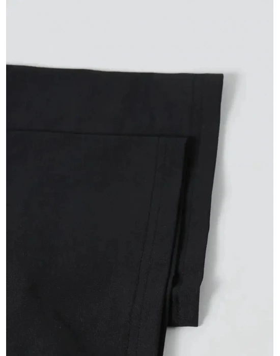 Ördek Baskılı ve Yuvarlak Yakalı Kadın Günlük Büyük Boy Siyah Tişört. - Siyah