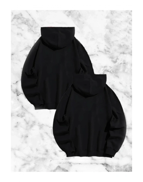 Örümcek Baskılı Sevgili Çift Kombini Kapüşonlu Sweatshirt & Hodie - Siyah