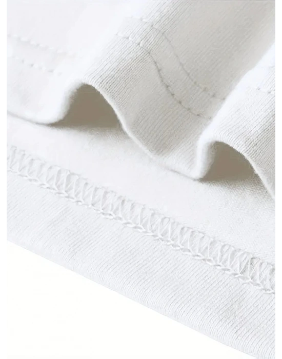 Pembe Panter Baskılı Erkek Oversize Kısa Kollu Tişört İlkbahar ve Yaz için - Beyaz