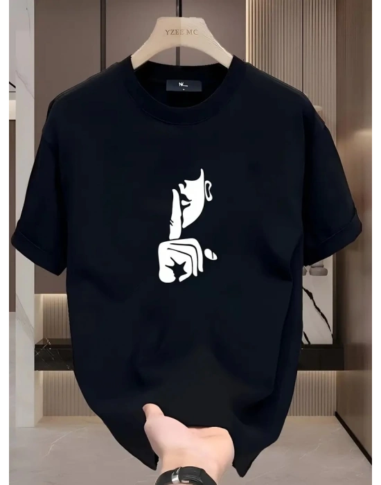 Bisiklet Yaka Tişört Yaratıcı Karikatür Baskı - Yumuşak Polyester Her Mevsim - Siyah